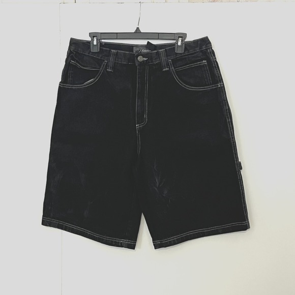 Colorado Carpenter Baggy Black Denim Shorts Y2K Utility Streetwear Sz 34 Hip Hop - Picture 1 of 7